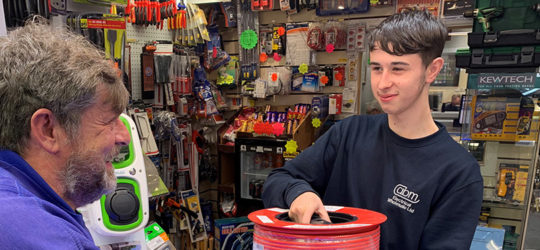 Photo of apprentice Joel Pastore at the ABM trade counter