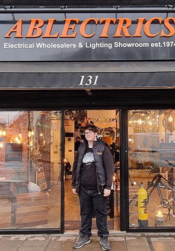 Rhys at Ablectrics, one of the first Kickstarters in post