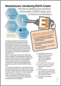 EDATA Creator the key to getting your product information EDATA-ready and in front of wholesalers EDATA Creator the key to getting your product information EDATA-ready and in front of wholesalers