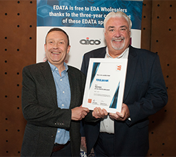 Chair of EDA Data Services, Richard Baxter of Edmundson Electrical Ltd, with Toolbank's Stuart Woods Chair of EDA Data Services, Richard Baxter of Edmundson Electrical Ltd, with Toolbank's Stuart Woods