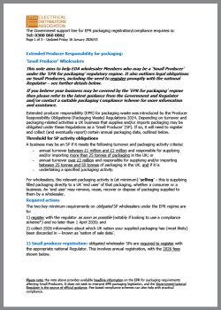 Extended Producer Responsibility for packaging: ‘Small Producer’ Wholesalers, issued 16 January 2026