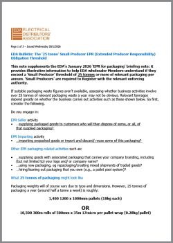1st EDA Bulletin: The ‘25 tonne’ Small Producer EPR (Extended Producer Responsibility) Obligation Threshold