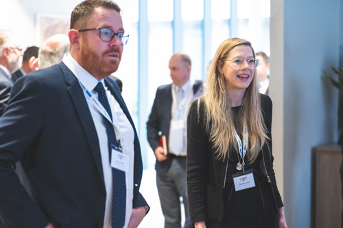 Delegates network over coffee