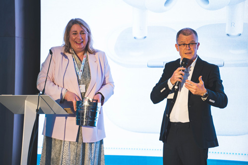 Anne Vessey & Dominic Holland announce raffle winner 