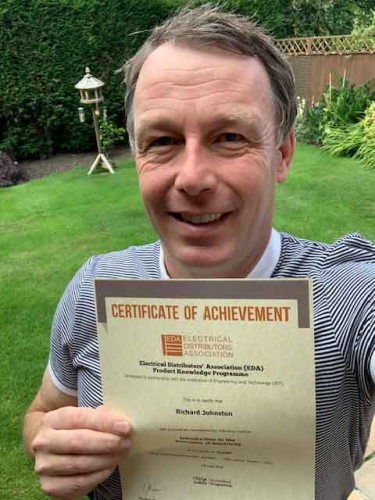 Area Sales Manager, Richard Johnston, from Electrium Sales. Richard received a Credit for his first module, Introduction to Principles of Electricity