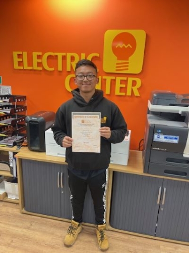 Daniel Gurung, Graduate Sales from Electric Center (Oxford Branch) with his third EDA  Product Knowledge Module: Wiring Devices and Controls Grade: Distinction.  