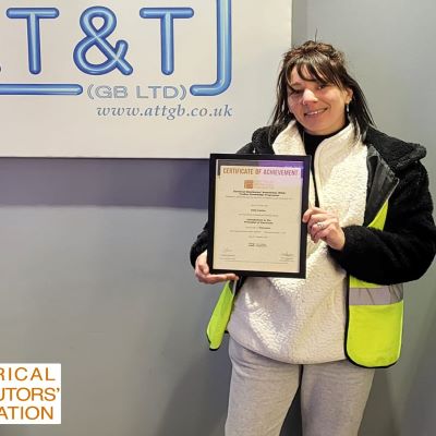 Well done to Kelly Easton a Warehouse Administrator at A T & T (GB) Ltd , for achieving a Distinction in her Introduction to the Principles of Electricity Product Knowledge Module. 