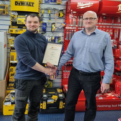 Konnor Seel , Account Manager at CEF (Inverness Branch) with his Distinction in his Product Knowledge Module : Wiring Devices and Controls 