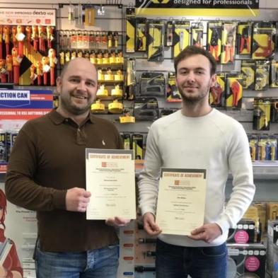 Michael Barefield (left) and Ron Walton celebrating a Distinction and Credit respectively for their EDA module studies. Well done.