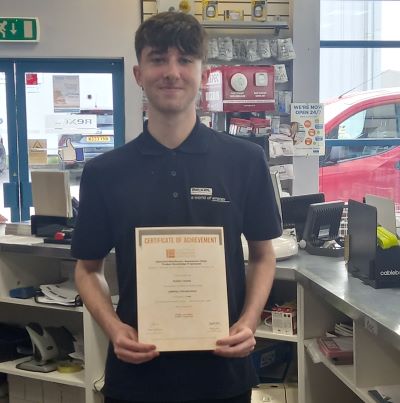 Robbie Cassidy, an Apprentice Branch Assistant at Rexel UK Ltd ( Stirling Branch) with his second Product Knowledge Module : Lighting (Introduction). He has achieved a grade: Credit 