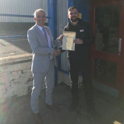Well done to Ryan Phillips a Sales Assistant at CEF, for achieving a Distinction in his Customer Service Product Knowledge Module. Being awarded by William Gall.  