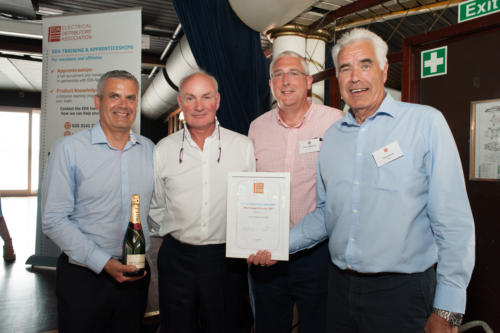 STEARN's Charlie Lacey, Fraser Ballantyne and Andrew Smith with Simon Barkes