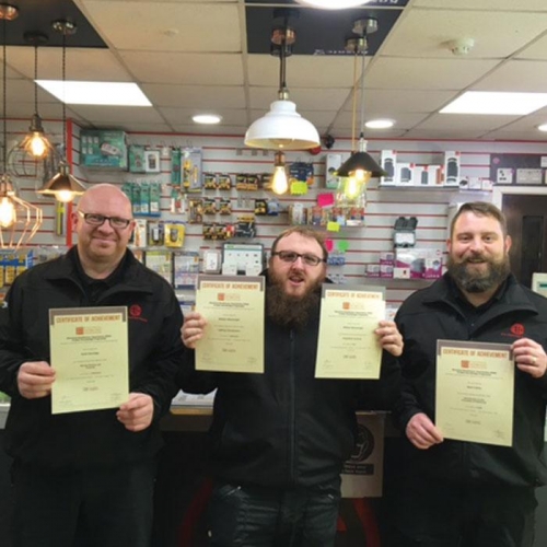 Scott Patridge (l), Will Wainwright and Mark Collins celebrating their EDA study success.